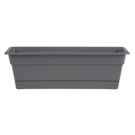 Bbq Innovations 24 in. Dura Cotta Window Box Planter with Tray Charcoal BB2800521